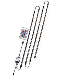 GloboStar® GloboStar® 70406 Σετ Ταινία TV Kit LED RGB SMD 5050 2m (4x50CM) 14.4W/2m 60LED/2m 1454lm/2m 120° USB DC 5V Οπίσθιου Κρυφού Φωτισμού για Τηλεόραση με Ασύρματο Τηλεχειριστήριο Αδιάβροχο IP65 RGB