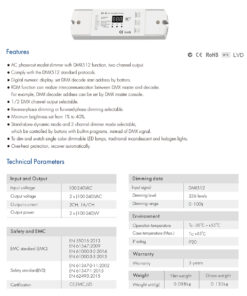 GLOBOSTAR® SKYDANCE-S1-D 70671 AC Trailing Edge DMX Dimmer με 2 x 1A 240W Κανάλια AC 220-240V 2A 480W Max IP20 - DMX512 & RDM - Μ16.7 x Π5 x Υ2.4cm - 5 Χρόνια Εγγύηση 13 70671 6