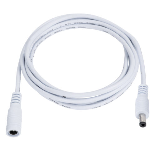GloboStar® GloboStar® 70679 Καλώδιο Τροφοδοσίας DC Προέκταση 2 Μέτρων από Jack 2.1x5.5mm Male σε Female 2.1x5.5mm D1.1 x L200cm Λευκό