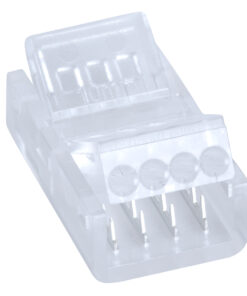 GloboStar® GloboStar® 70688 Ενωτικός Σύνδεσμος για Πολύχρωμη Ταινία LED RGB 10mm 4 PIN σε Καλώδιο Τροφοδοσίας Ατερμάτιστο 4 PIN Μ2.1 x Π1.3 x Υ0.7cm Διάφανο