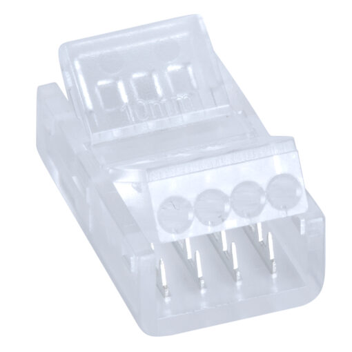 GloboStar® GloboStar® 70688 Ενωτικός Σύνδεσμος για Πολύχρωμη Ταινία LED RGB 10mm 4 PIN σε Καλώδιο Τροφοδοσίας Ατερμάτιστο 4 PIN Μ2.1 x Π1.3 x Υ0.7cm Διάφανο