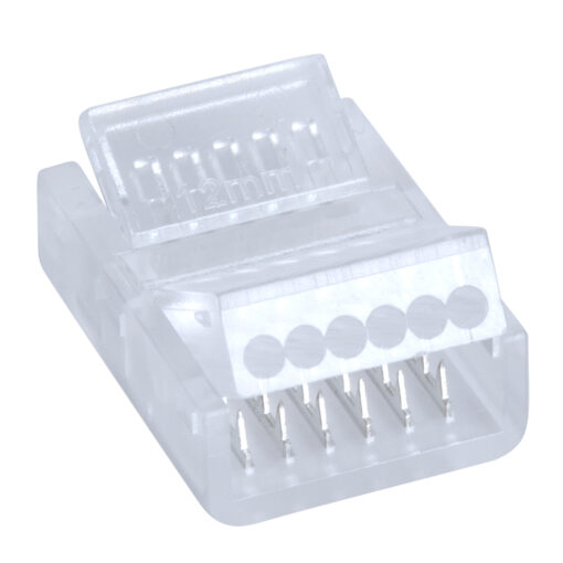 GloboStar® GLOBOSTAR® STRIPART 70690 Ενωτικός Ταχυσύνδεσμος για Πολύχρωμη RGBW+WW Ταινία LED 6Pin 12mm σε Καλώδιο Τροφοδοσίας 6Pin IP20 - Μ2.1 x Π1.6 x Υ0.7cm