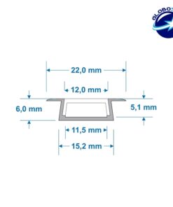 GloboStar® GloboStar® RECESS-PROFILE 70803-1M Προφίλ Αλουμινίου - Βάση & Ψύκτρα Ταινίας LED με Λευκό Γαλακτερό Κάλυμμα - Χωνευτή Χρήση - Συρόμενο Κάλυμμα - Ασημί - 1 Μέτρο - Μ100 x Π2.2 x Υ0.6cm