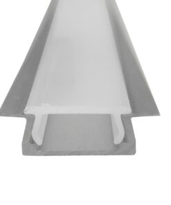 GloboStar® GLOBOSTAR® ALP-LINEAR RECCA 70807-1M Χωνευτό Προφίλ Αλουμινίου με Λευκό Γαλακτερό Πατητό Κάλυμμα για Ταινίες LED IP20 - Ασημί & Λευκό - Μ100 x Π2.2 x Υ0.7cm