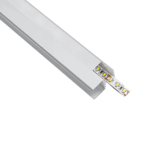 GloboStar® GLOBOSTAR® ALP-R-SHELF DODA 70814-1M Χωνευτό Προφίλ Αλουμινίου Ειδικό για Φωτισμό Ραφιού 18mm με Λευκό Γαλακτερό Πατητό Κάλυμμα για Ταινίες LED IP20 - Ασημί & Λευκό - Μ100 x Π1.5 x Υ2cm