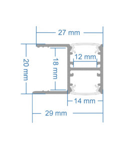 GLOBOSTAR® ALP-R-SHELF DODA 70814-3M Χωνευτό Προφίλ Αλουμινίου Ειδικό για Φωτισμό Ραφιού 18mm με Λευκό Γαλακτερό Πατητό Κάλυμμα για Ταινίες LED IP20 - Ασημί & Λευκό- Μ300 x Π1.5 x Υ2cm - Πακέτο 5 Τεμαχίων 18 70814 3m 7