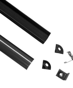 GloboStar® GLOBOSTAR® ALP-CORNER LINEO 70816-3M Επιφανειακό Γωνιακό Προφίλ Αλουμινίου με Μαύρο Φιμέ Πατητό Κάλυμμα για Ταινίες LED IP20 - Μαύρο - Μ300 x Π1.6 x Υ1.6cm - Πακέτο 5 Τεμαχίων