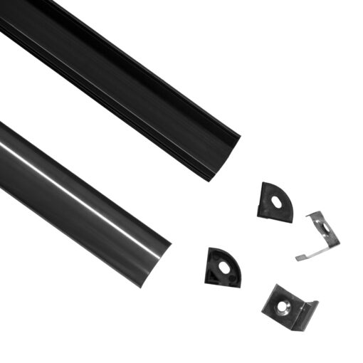GloboStar® GLOBOSTAR® ALP-CORNER LINEO 70816-3M Επιφανειακό Γωνιακό Προφίλ Αλουμινίου με Μαύρο Φιμέ Πατητό Κάλυμμα για Ταινίες LED IP20 - Μαύρο - Μ300 x Π1.6 x Υ1.6cm - Πακέτο 5 Τεμαχίων