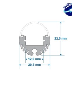 GloboStar® GloboStar® 70817-1M Κρεμαστό Προφίλ Αλουμινίου Ανοδιωμένο με Οβάλ Λευκό Οπάλ Κάλυμμα για 1 Σειρά Ταινίας LED Πατητό - Press On 1 Μέτρο