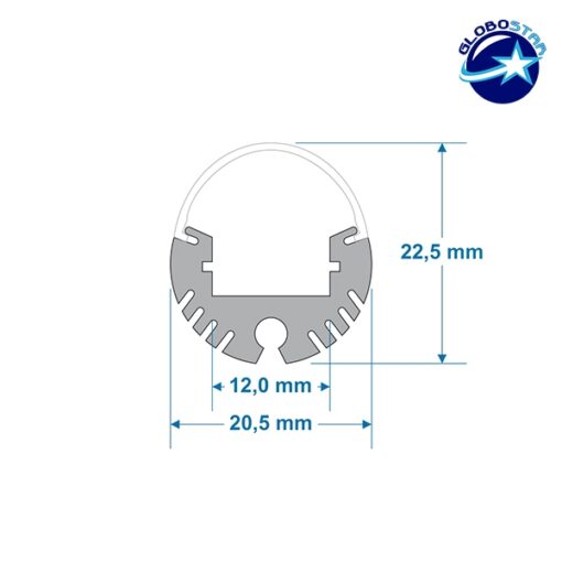 GloboStar® GloboStar® 70817-1M Κρεμαστό Προφίλ Αλουμινίου Ανοδιωμένο με Οβάλ Λευκό Οπάλ Κάλυμμα για 1 Σειρά Ταινίας LED Πατητό - Press On 1 Μέτρο
