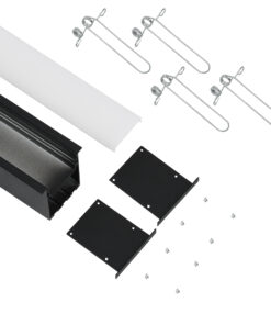 Alternative view of GloboStar® RECESS-PROFILE 70818-1M Προφίλ Αλουμινίου - Βάση & Ψύκτρα Ταινίας LED με Λευκό Γαλακτερό Κάλυμμα - Χωνευτή Χρήση - Πατητό Κάλυμμα - Μαύρο - 1 Μέτρο - Μ100 x Π7.5 x Υ7cm