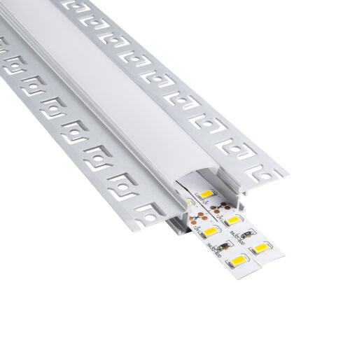 GloboStar® GLOBOSTAR® ALP-PLASTERIN GYPSO 70819-1M Χωνευτό Προφίλ Αλουμινίου Ειδικό για Γυψοσανίδα με Λευκό Γαλακτερό Πατητό Κάλυμμα για Ταινίες LED IP20 - Ασημί & Λευκό - Μ100 x Π6.7 x Υ1.3cm