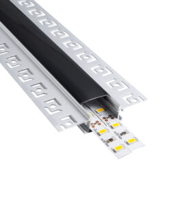 GloboStar® GloboStar® PLASTERBOARD-PROFILE 70820-1M Προφίλ Αλουμινίου - Βάση & Ψύκτρα Ταινίας LED με Μαύρο Φιμέ Κάλυμμα - Χωνευτή Χρήση σε Γυψοσανίδα - Trimless - Πατητό Κάλυμμα - Ασημί - 1 Μέτρο - Μ100 x Π6.7 x Υ1.4cm