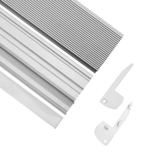 GloboStar® GloboStar® STAIR-PROFILE 70823-2M Προφίλ Αλουμινίου - Βάση & Ψύκτρα Ταινίας LED με Λευκό Γαλακτερό Κάλυμμα - Χρήση σε Σκαλοπάτια - Πατητό Κάλυμμα - Ασημί - 2 Μέτρα - Μ200 x Π6 x Υ2.1cm