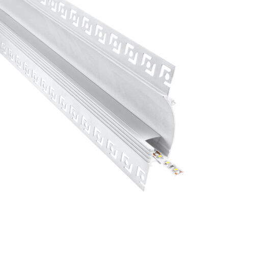 GloboStar® GLOBOSTAR® ALP-PLASTERIN GYPSO 70840-3M Χωνευτό Προφίλ Αλουμινίου Ειδικό για Δημιουργία Κρυφού Φωτισμού σε Γυψοσανίδα με Λευκό Γαλακτερό Πατητό Κάλυμμα για Ταινίες LED IP20 - Ασημί & Λευκό - Μ300 x Π9.7 x Υ2cm - Πακέτο 5 Τεμαχίων