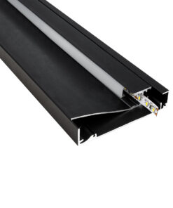GloboStar® GloboStar® SKIRTINGBOARD-PROFILE 70852-3M Προφίλ Αλουμινίου - Βάση & Ψύκτρα Ταινίας LED με Λευκό Γαλακτερό Κάλυμμα - Επιφανειακή Χρήση για Περβάζι - Πατητό Κάλυμμα - Μαύρο - 3 Μέτρα - Μ300 x Π1.6 x Υ8cm