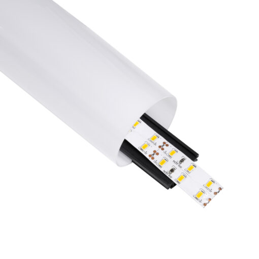 GloboStar® GLOBOSTAR® ALP-ROUND TUBIT 70856-3M Επιφανειακό & Κρεμαστό Προφίλ Αλουμινίου με Λευκό Γαλακτερό Πατητό Κάλυμμα για Ταινίες LED IP20 - Μαύρο & Λευκό - Μ300 x Π6 x Υ6cm