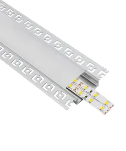 GloboStar® GLOBOSTAR® ALP-PLASTERIN GYPSO 70861-1M Χωνευτό Προφίλ Αλουμινίου Ειδικό για Γυψοσανίδα με Λευκό Γαλακτερό Πατητό Κάλυμμα για Ταινίες LED IP20 - Ασημί & Λευκό - Μ100 x Π7.8 x Υ1.4cm