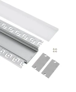 GLOBOSTAR® ALP-PLASTERIN GYPSO 70861-1M Χωνευτό Προφίλ Αλουμινίου Ειδικό για Γυψοσανίδα με Λευκό Γαλακτερό Πατητό Κάλυμμα για Ταινίες LED IP20 - Ασημί & Λευκό - Μ100 x Π7.8 x Υ1.4cm 8 70861 1m 3