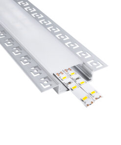 GloboStar® GLOBOSTAR® ALP-PLASTERIN GYPSO 70861-3M Χωνευτό Προφίλ Αλουμινίου Ειδικό για Γυψοσανίδα με Λευκό Γαλακτερό Πατητό Κάλυμμα για Ταινίες LED IP20 - Ασημί & Λευκό - Μ300 x Π7.8 x Υ1.4cm - Πακέτο 5 Τεμαχίων