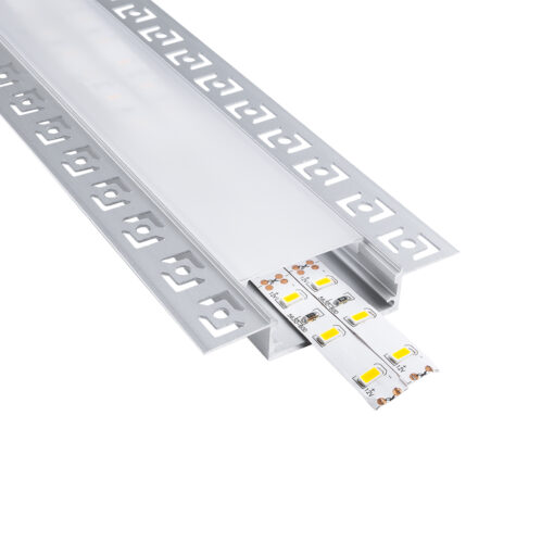 GloboStar® GLOBOSTAR® ALP-PLASTERIN GYPSO 70861-3M Χωνευτό Προφίλ Αλουμινίου Ειδικό για Γυψοσανίδα με Λευκό Γαλακτερό Πατητό Κάλυμμα για Ταινίες LED IP20 - Ασημί & Λευκό - Μ300 x Π7.8 x Υ1.4cm - Πακέτο 5 Τεμαχίων