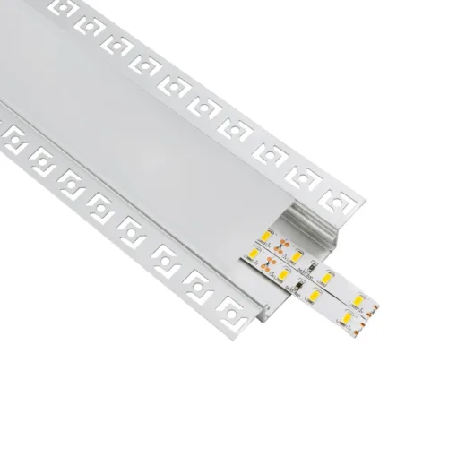 GloboStar® GLOBOSTAR® ALP-PLASTERIN GYPSO 70862-1M Χωνευτό Προφίλ Αλουμινίου Ειδικό για Γυψοσανίδα με Λευκό Γαλακτερό Πατητό Κάλυμμα για Ταινίες LED IP20 - Ασημί & Λευκό - Μ100 x Π8.8 x Υ2cm