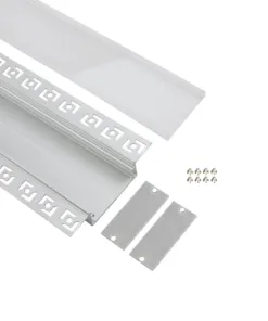 Alternative view of GLOBOSTAR® ALP-PLASTERIN GYPSO 70862-1M Χωνευτό Προφίλ Αλουμινίου Ειδικό για Γυψοσανίδα με Λευκό Γαλακτερό Πατητό Κάλυμμα για Ταινίες LED IP20 - Ασημί & Λευκό - Μ100 x Π8.8 x Υ2cm