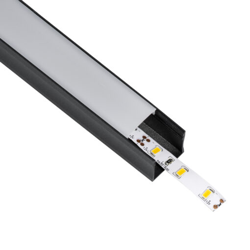 GloboStar® GloboStar® SURFACE-PROFILE 70869-1M Προφίλ Αλουμινίου - Βάση & Ψύκτρα Ταινίας LED με Λευκό Γαλακτερό Κάλυμμα - Επιφανειακή Χρήση - Πατητό Κάλυμμα - Μαύρο - 1 Μέτρο - Μ100 x Π2.3 x Υ2cm