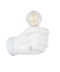 GloboStar® GloboStar® FIST 01137 Μοντέρνο Επιτοίχιο Φωτιστικό Απλίκα Μονόφωτο 1 x E27 IP20 Λευκό Γύψο - Μ15 x Π10 x Υ10cm