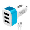 GloboStar® Globostar® 79503 Μπλε Φορτιστής Αυτοκινήτου DC 12-24V με 3 Εξόδους USB DC 5V Max 3.1A 20W και Καλώδιο USB σε Type-C