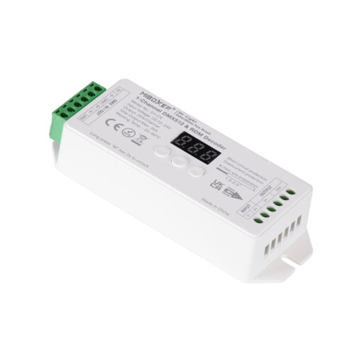 GloboStar® GLOBOSTAR® MiBOXER-D1-CX 71424 DC DMX Master Dimmer / Controller / Decoder Υψηλής Ταχύτητας με 1 x 20A 480W Κανάλι DC 12-24V 20A 480W Max IP20 - DMX512 & RDM - Μ13 x Π5 x Υ2.5cm - 5 Χρόνια Εγγύηση
