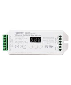 Alternative view of GLOBOSTAR® MiBOXER-D1-CX 71424 DC DMX Master Dimmer / Controller / Decoder Υψηλής Ταχύτητας με 1 x 20A 480W Κανάλι DC 12-24V 20A 480W Max IP20 - DMX512 & RDM - Μ13 x Π5 x Υ2.5cm - 5 Χρόνια Εγγύηση