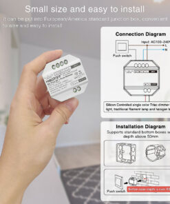 GLOBOSTAR® MiBOXER-TRI-C1 71432 AC Triac RF 2.4Ghz & Push Dimmer με 1 x 1.36A 300W Κανάλι AC 220-240V 1.36A 300W Max IP20 - RF 2.4Ghz & Push Dimming - Μ5 x Π5 x Υ2.3cm - 5 Χρόνια Εγγύηση 29 71432 14