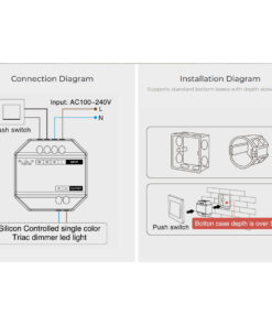GLOBOSTAR® MiBOXER-TRI-C1 71432 AC Triac RF 2.4Ghz & Push Dimmer με 1 x 1.36A 300W Κανάλι AC 220-240V 1.36A 300W Max IP20 - RF 2.4Ghz & Push Dimming - Μ5 x Π5 x Υ2.3cm - 5 Χρόνια Εγγύηση 30 71432 15