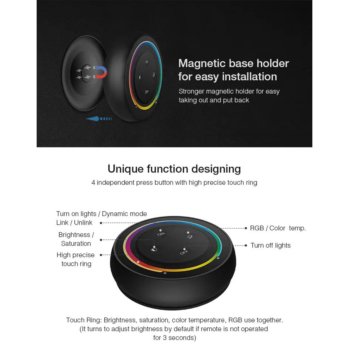 GloboStar® 71434 S2-B Mi-Light Ασύρματο Χειριστήριο Αφής RF 2.4Ghz για όλα τα RGBW+WW Mi-BOXER Controller DC 3V 2 x AAA - IP20 Μαύρο Φ7 x Υ2.5cm - 5 Years Warranty 8 GloboStar® 71434 S2-B Mi-Light Ασύρματο Χειριστήριο Αφής RF 2.4Ghz για όλα τα RGBW+WW Mi-BOXER Controller DC 3V 2 x AAA - IP20 Μαύρο Φ7 x Υ2.5cm - 5 Years Warranty - Image 6