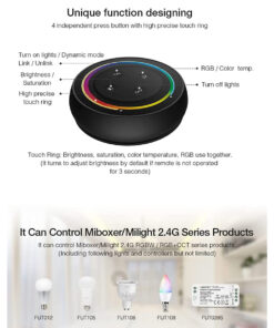 GloboStar® 71434 S2-B Mi-Light Ασύρματο Χειριστήριο Αφής RF 2.4Ghz για όλα τα RGBW+WW Mi-BOXER Controller DC 3V 2 x AAA - IP20 Μαύρο Φ7 x Υ2.5cm - 5 Years Warranty 21 71434 9