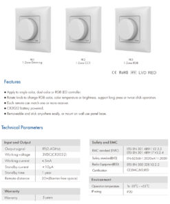 GloboStar® 71443 K1 Mi-BOXER Ασύρματο Επιτοίχιο Χειριστήριο Dimmer RF 2.4Ghz για όλα τα Μονόχρωμα Mi-BOXER Controller DC 3V 1 x CR2032 - IP20 Λευκό Μ8.5 x Π8.5 x Υ2.5cm - 5 Years Warranty 19 71443 10