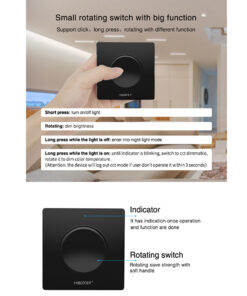 GloboStar® 71444 K1-B Mi-BOXER Ασύρματο Επιτοίχιο Χειριστήριο Dimmer RF 2.4Ghz για όλα τα Μονόχρωμα Mi-BOXER Controller DC 3V 1 x CR2032 - IP20 Μαύρο Μ8.5 x Π8.5 x Υ2.5cm - 5 Years Warranty 22 71444 10