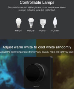 GloboStar® 71444 K1-B Mi-BOXER Ασύρματο Επιτοίχιο Χειριστήριο Dimmer RF 2.4Ghz για όλα τα Μονόχρωμα Mi-BOXER Controller DC 3V 1 x CR2032 - IP20 Μαύρο Μ8.5 x Π8.5 x Υ2.5cm - 5 Years Warranty 21 71444 9