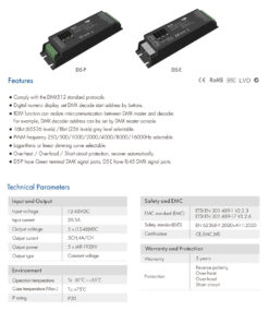 GloboStar® 71445 D5-P SKYDANCE DC DMX & RDM Dimmer High Speed Controller / Decoder 5 Καναλιών DC 12-48V 5 x 4A 192W - Max 20.5A 960W - IP20 Μ17.5 x Π4.5 x Υ3.5cm - 5 Years Warranty 14 71445 7