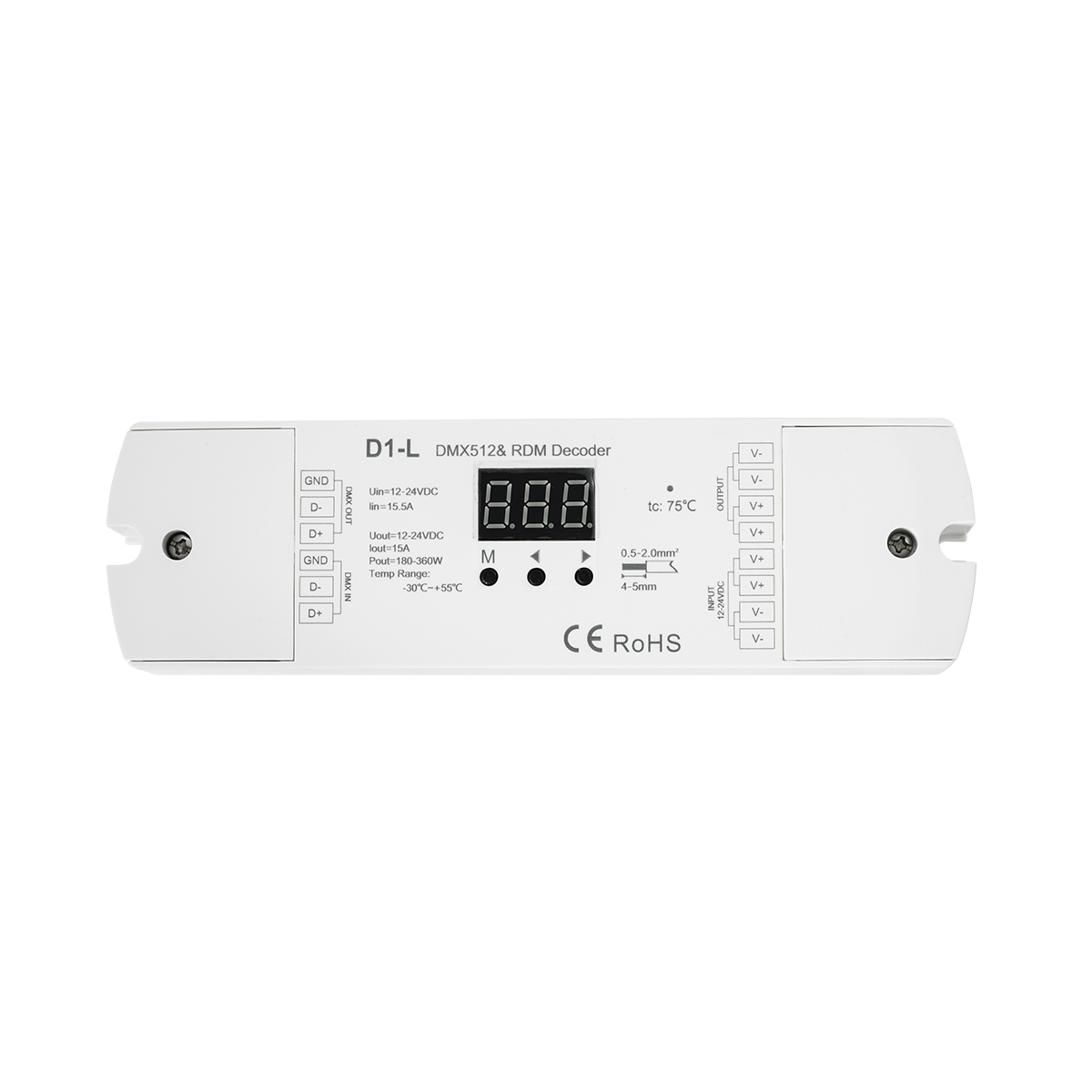GloboStar® 71446 D1-L SKYDANCE DC DMX & RDM Dimmer High Speed Controller / Decoder 1 Καναλιού DC 12-24V 1 x 15.5A 360W - Max 15.5A 360W - IP20 Μ17 x Π5 x Υ2.5cm - 5 Years Warranty 4 GloboStar® 71446 D1-L SKYDANCE DC DMX & RDM Dimmer High Speed Controller / Decoder 1 Καναλιού DC 12-24V 1 x 15.5A 360W - Max 15.5A 360W - IP20 Μ17 x Π5 x Υ2.5cm - 5 Years Warranty - Image 2