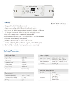GloboStar® 71446 D1-L SKYDANCE DC DMX & RDM Dimmer High Speed Controller / Decoder 1 Καναλιού DC 12-24V 1 x 15.5A 360W - Max 15.5A 360W - IP20 Μ17 x Π5 x Υ2.5cm - 5 Years Warranty 16 71446 8