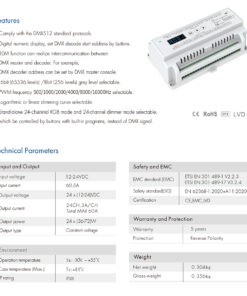 GloboStar® 71450 D24 SKYDANCE DC DMX & RDM Dimmer Din Rail Ράγας High Speed Controller / Decoder 24 Καναλιών DC 12-24V 24 x 3A 72W - Max 72.5A 1740W - IP20 Μ16 x Π9 x Υ6cm - 5 Years Warranty 19 71450 10