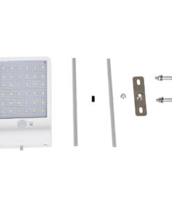 GloboStar® 71467 Αυτόνομο Ηλιακό Φωτιστικό Τοίχου Λευκό LED SMD 4W 550lm με Ενσωματωμένη Μπαταρία 2200mAh - Φωτοβολταϊκό Πάνελ - Βάση Στήριξης - Αισθητήρα Ημέρας-Νύχτας PIR Αισθητήρα Κίνησης Αδιάβροχο IP65 Ψυχρό Λευκό 6000K 13 71467 6