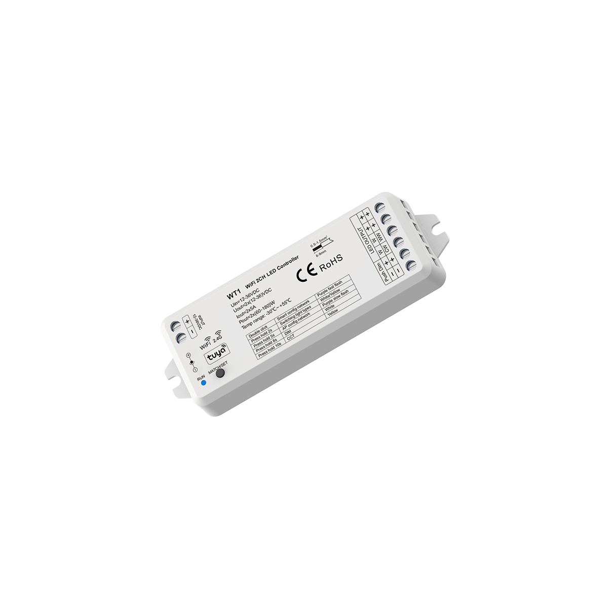 GloboStar® 71468 WT1 SKYDANCE DC WiFi & RF 2.4Ghz Dimmer High Speed Controller 2 Καναλιών DC 12-36V 2 x 5A 180W - Max 10A 180W - IP20 Μ11.5 x Π3.5 x Υ2cm - 5 Years Warranty 7 GloboStar® 71468 WT1 SKYDANCE DC WiFi & RF 2.4Ghz Dimmer High Speed Controller 2 Καναλιών DC 12-36V 2 x 5A 180W - Max 10A 180W - IP20 Μ11.5 x Π3.5 x Υ2cm - 5 Years Warranty - Image 5