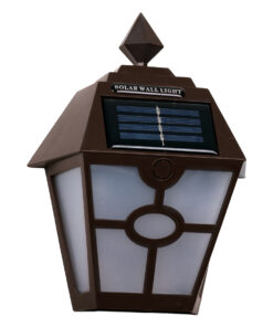 GloboStar® 71493 Αυτόνομο Ηλιακό Φωτιστικό Τοίχου Καφέ LED SMD 1W 40lm με Ενσωματωμένη Μπαταρία 600mAh - Φωτοβολταϊκό Πάνελ με Αισθητήρα Ημέρας-Νύχτας IP65 Ψυχρό Λευκό 6000K 11 71493 5