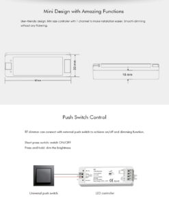 GLOBOSTAR® SKYDANCE-V1 71567 DC RF 2.4Ghz & Push Dimmer / Controller με 1 x 8A 288W Κανάλι DC 5-36V 8A 288W Max IP20 - RF 2.4Ghz & Push Dimming - Μ10 x Π3.5 x Υ2cm - 5 Χρόνια Εγγύηση 23 71567 10