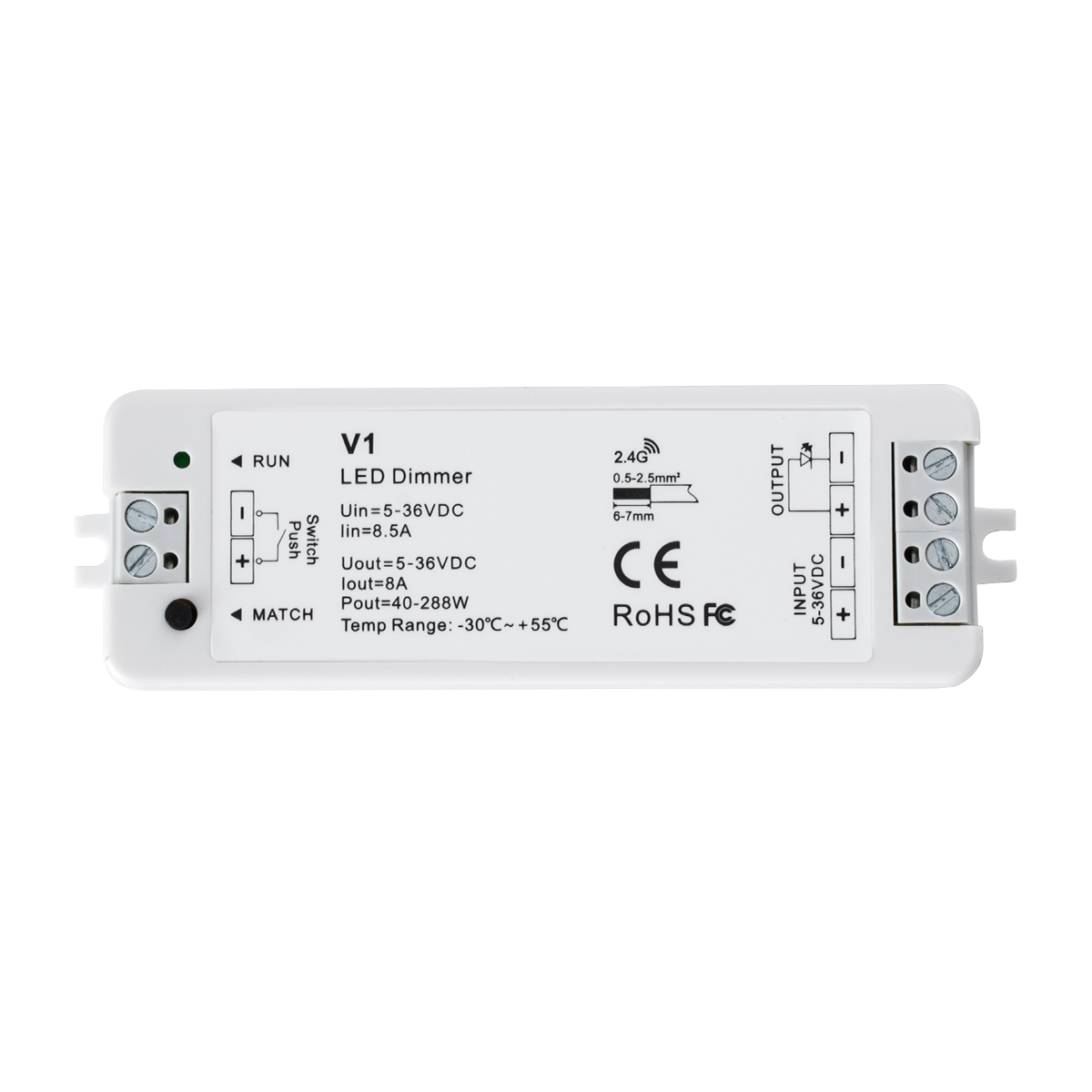 GLOBOSTAR® SKYDANCE-V1 71567 DC RF 2.4Ghz & Push Dimmer / Controller με 1 x 8A 288W Κανάλι DC 5-36V 8A 288W Max IP20 - RF 2.4Ghz & Push Dimming - Μ10 x Π3.5 x Υ2cm - 5 Χρόνια Εγγύηση 4 GLOBOSTAR® SKYDANCE-V1 71567 DC RF 2.4Ghz & Push Dimmer / Controller με 1 x 8A 288W Κανάλι DC 5-36V 8A 288W Max IP20 - RF 2.4Ghz & Push Dimming - Μ10 x Π3.5 x Υ2cm - 5 Χρόνια Εγγύηση - Image 2