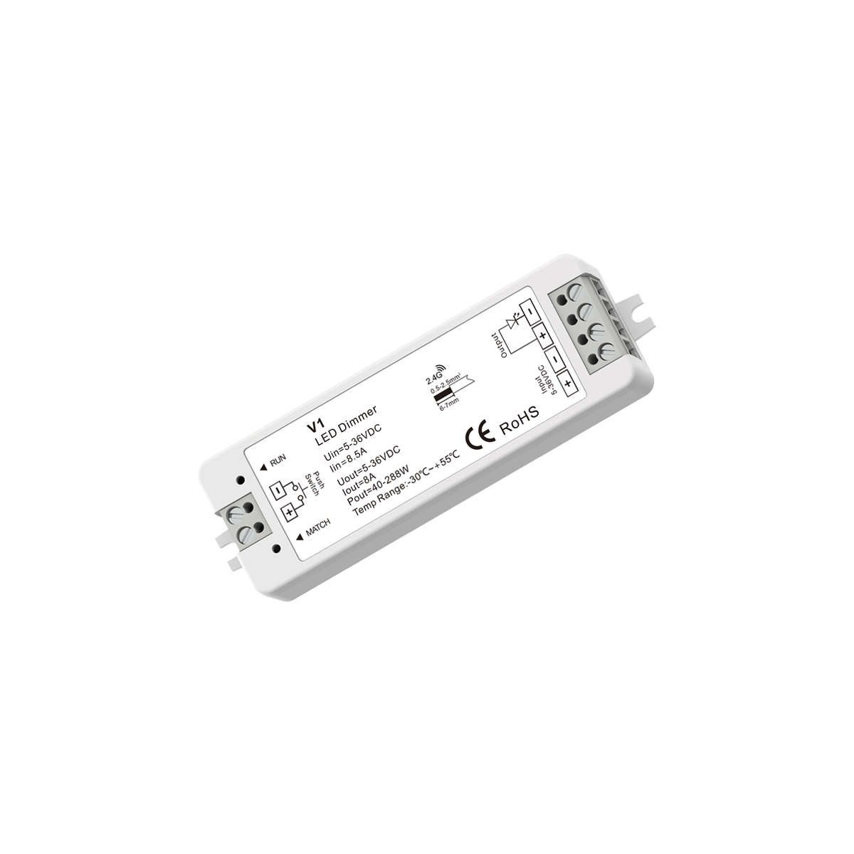 GLOBOSTAR® SKYDANCE-V1 71567 DC RF 2.4Ghz & Push Dimmer / Controller με 1 x 8A 288W Κανάλι DC 5-36V 8A 288W Max IP20 - RF 2.4Ghz & Push Dimming - Μ10 x Π3.5 x Υ2cm - 5 Χρόνια Εγγύηση 7 GLOBOSTAR® SKYDANCE-V1 71567 DC RF 2.4Ghz & Push Dimmer / Controller με 1 x 8A 288W Κανάλι DC 5-36V 8A 288W Max IP20 - RF 2.4Ghz & Push Dimming - Μ10 x Π3.5 x Υ2cm - 5 Χρόνια Εγγύηση - Image 5