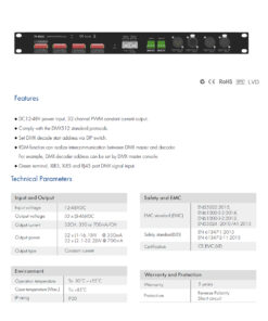 GloboStar® 71570 D32C SKYDANCE DC DMX & RDM Dimmer High Speed Controller / Constant Current Decoder 32 Καναλιών DC 12-48V 32 x 700mA 34W - Max 22.5A 1075W - IP20 Μ48 x Π26 x Υ5cm - 5 Years Warranty 22 71570 11